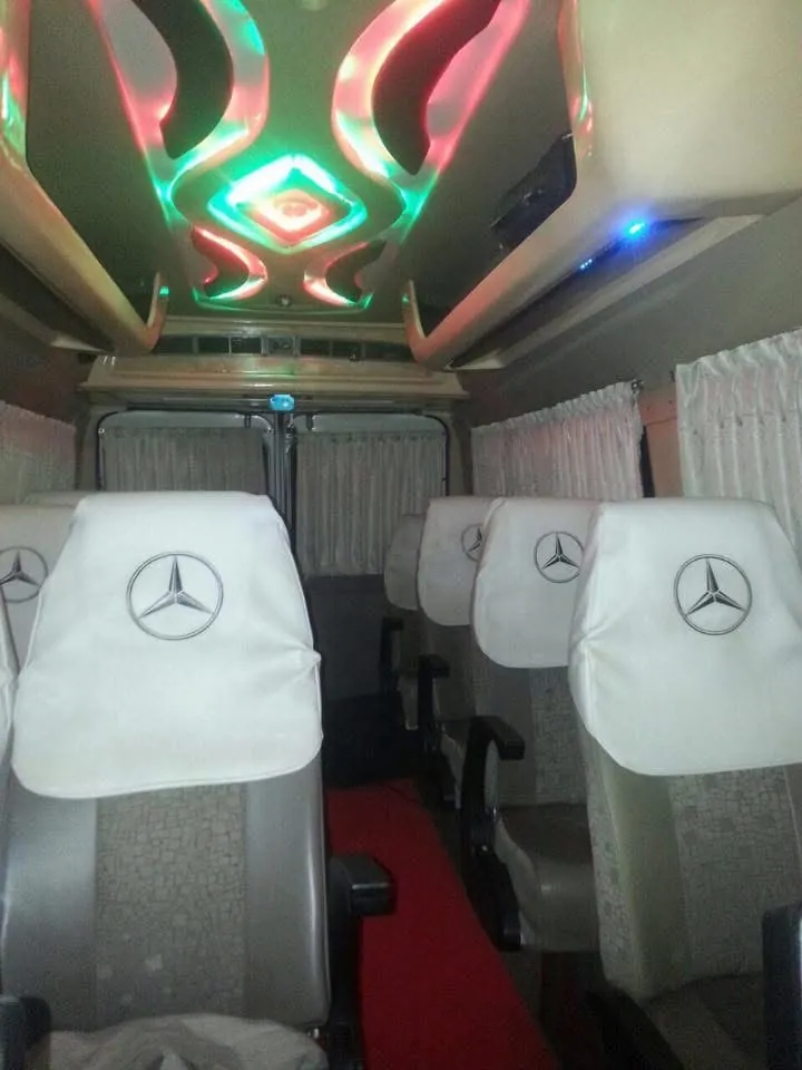 Tempo traveller interior with ambient lighting