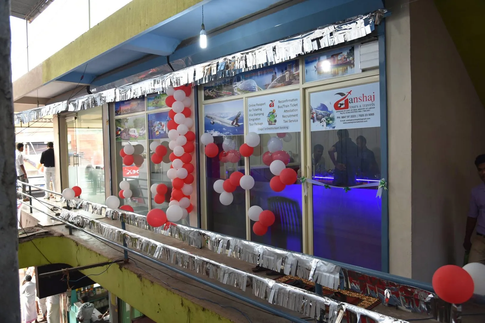 Anshaj storefront decorated for opening day