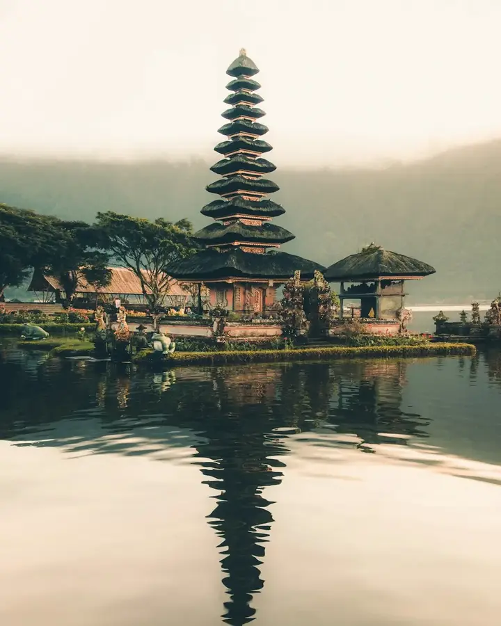 Ulun Danu Bratan temple on a lake in Bali