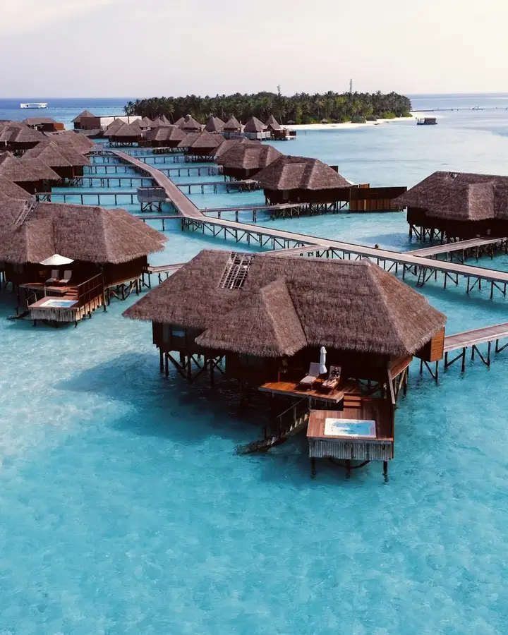 Overwater bungalows in the Maldives